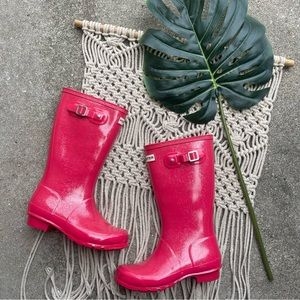 Kids Pink Glitter Hunter Rainboots - Girls Size 4